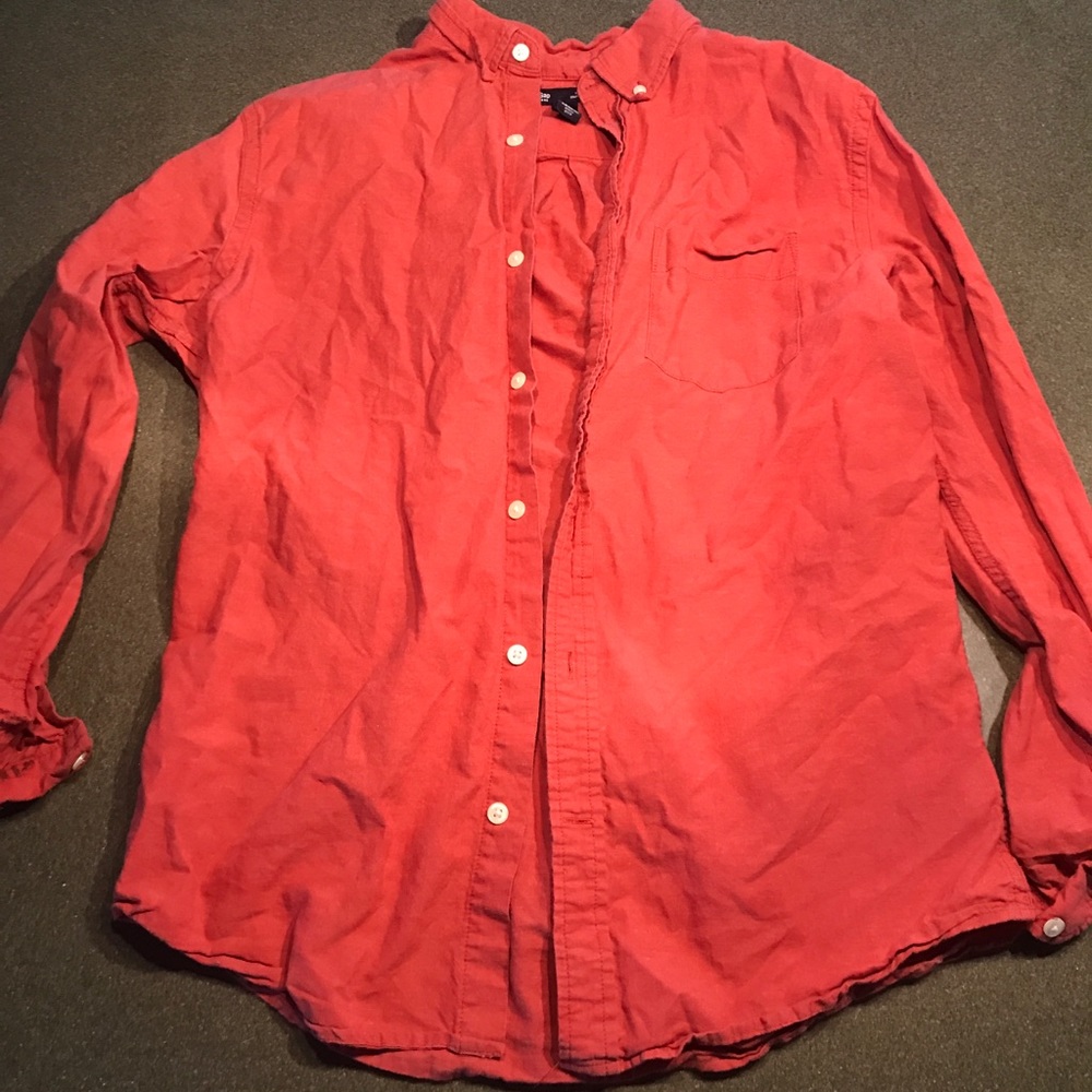 Salmon linen med gap button up